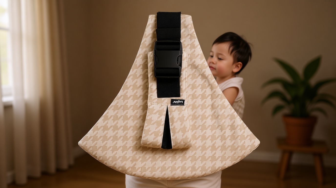 Baby Sling Carrier for Toddler, Houndstooth Baby Carrier Sling, Premium Cotton Linen Adjustable in Both Front and Back Shoulder Strap, Portable and Lightweight Toddler Carrier