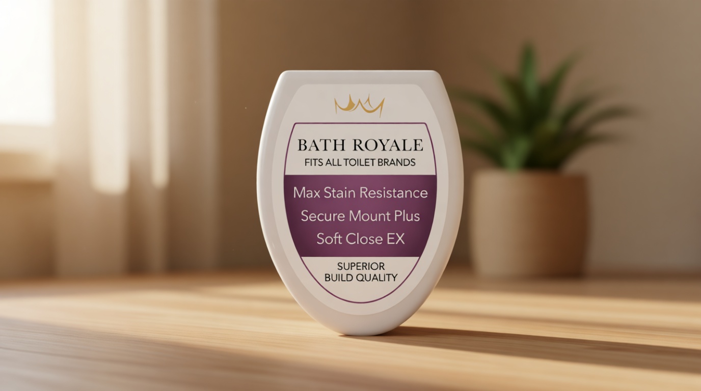 Bath Royale Slow Close Toilet Seat BR501-00 White Elongated, Stain-Resistant and Easy to Keep Clean, Heavy Duty Fits All Toilet Brands, Executive Series