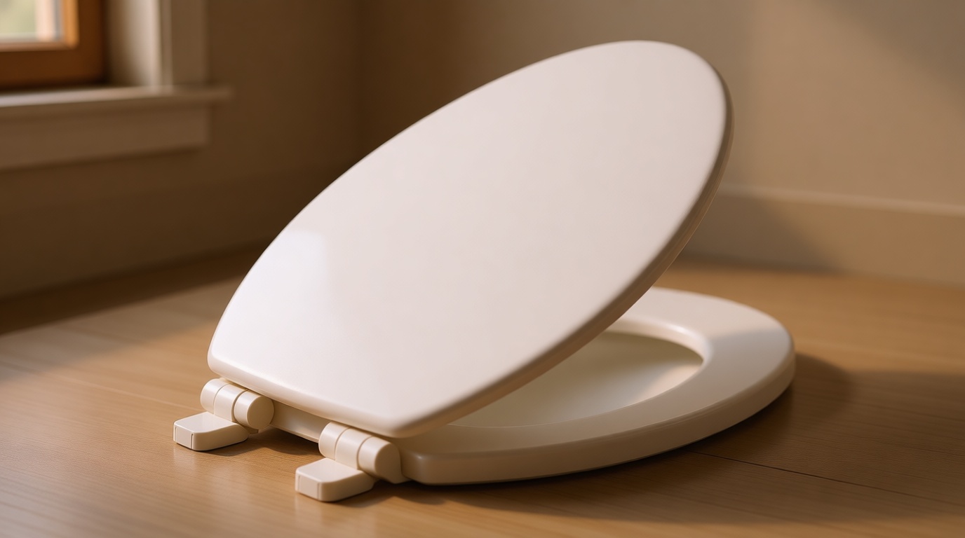 KOHLER Stonewood Quiet-Close, Elongated Toilet Seat Soft Close, Durable Wood, Easy Installation, Universal Fit, Home Essentials, White Finish, K-20466-0