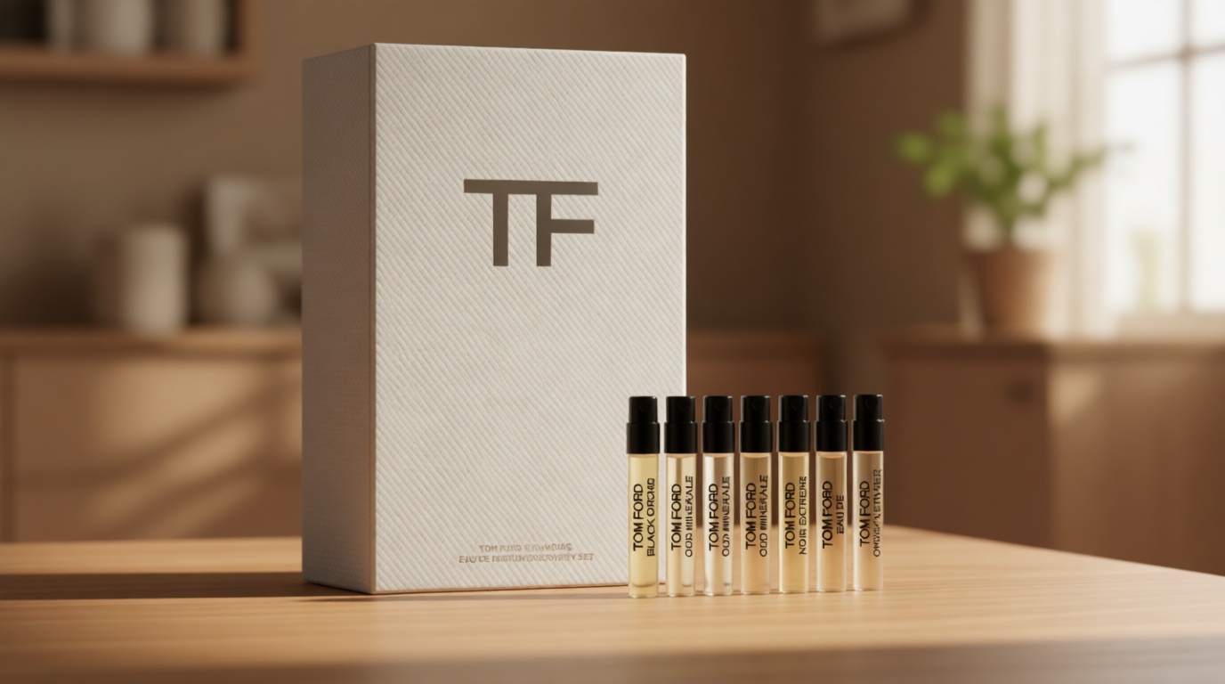 Tom Ford Signature Fragrance Discovery Gift Set 6 Parfum, Eau de Parfum, Eau de Toilette Samples - Black Orchid, Costa Azzurra, Grey Vetiver, Noir Extreme, Soleil Blanc, Ombré Leather