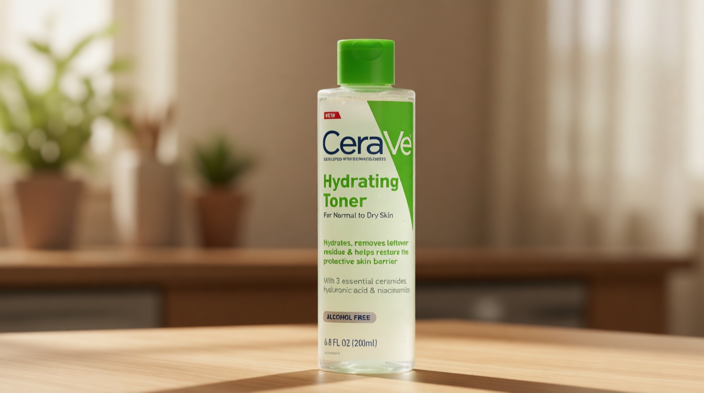 CeraVe Hydrating Toner for Face Non-Alcoholic with Hyaluronic Acid, Niacinamide, and Ceramides for Sensitive Dry Skin, Fragrance-Free Non Comedogenic, Full Size, 6.8 Fl Oz