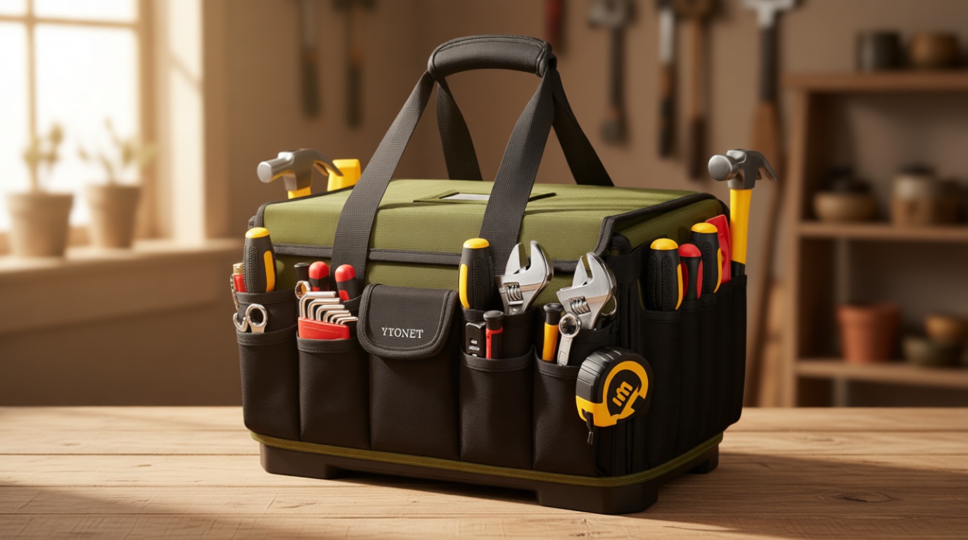 Heavy Duty Tool Bag 16-Inch, 46 Pockets Electrician Tool Bag for men with Hard Bottom & Waterproof Pocket, 1680D Tear-Proof Toolbox Organizer for HVAC Mechanic, Father Day Dad Birthday Gift