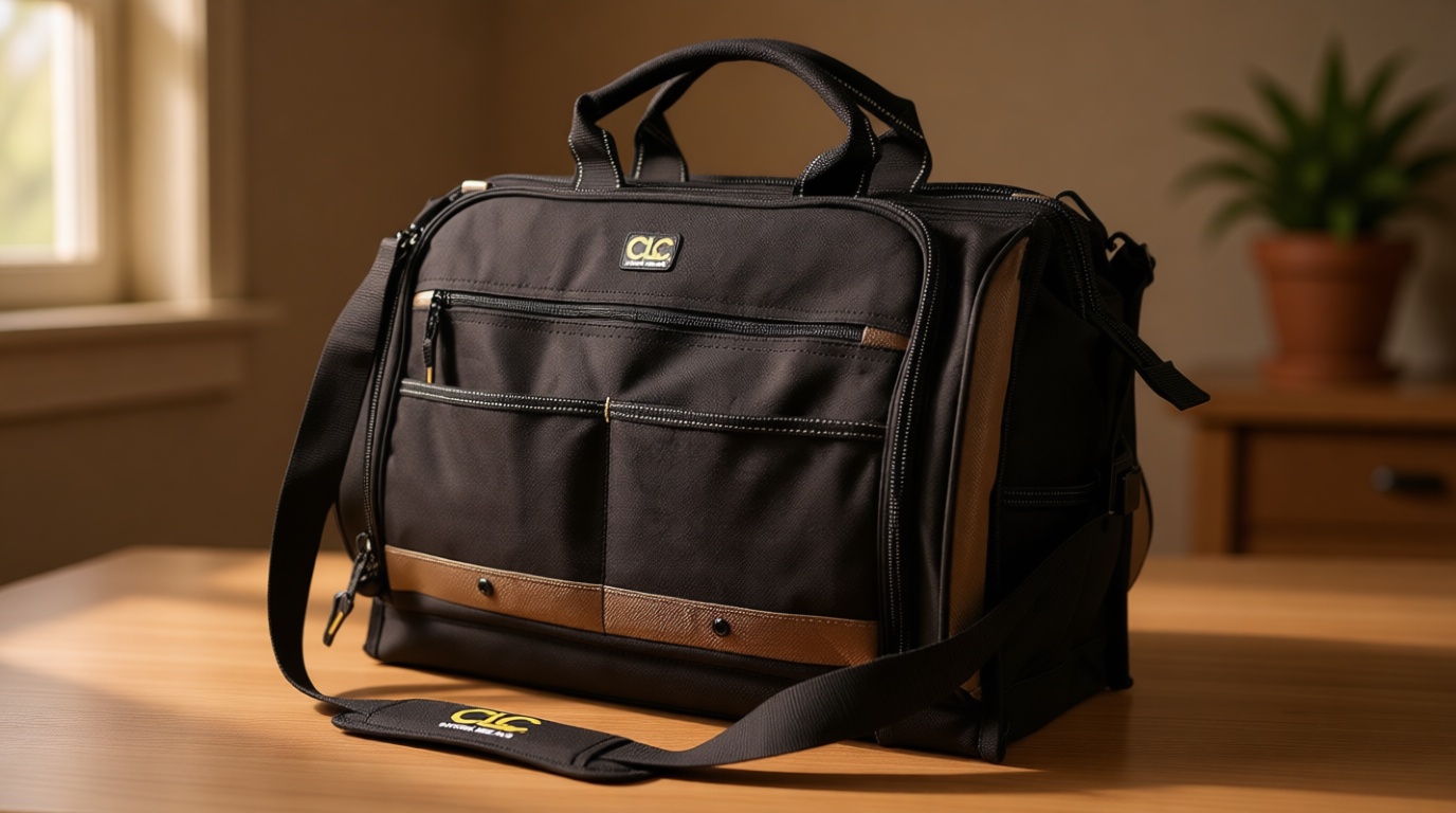 Custom Leathercraft1539 Multi-Compartment 50 Pocket Tool Bag