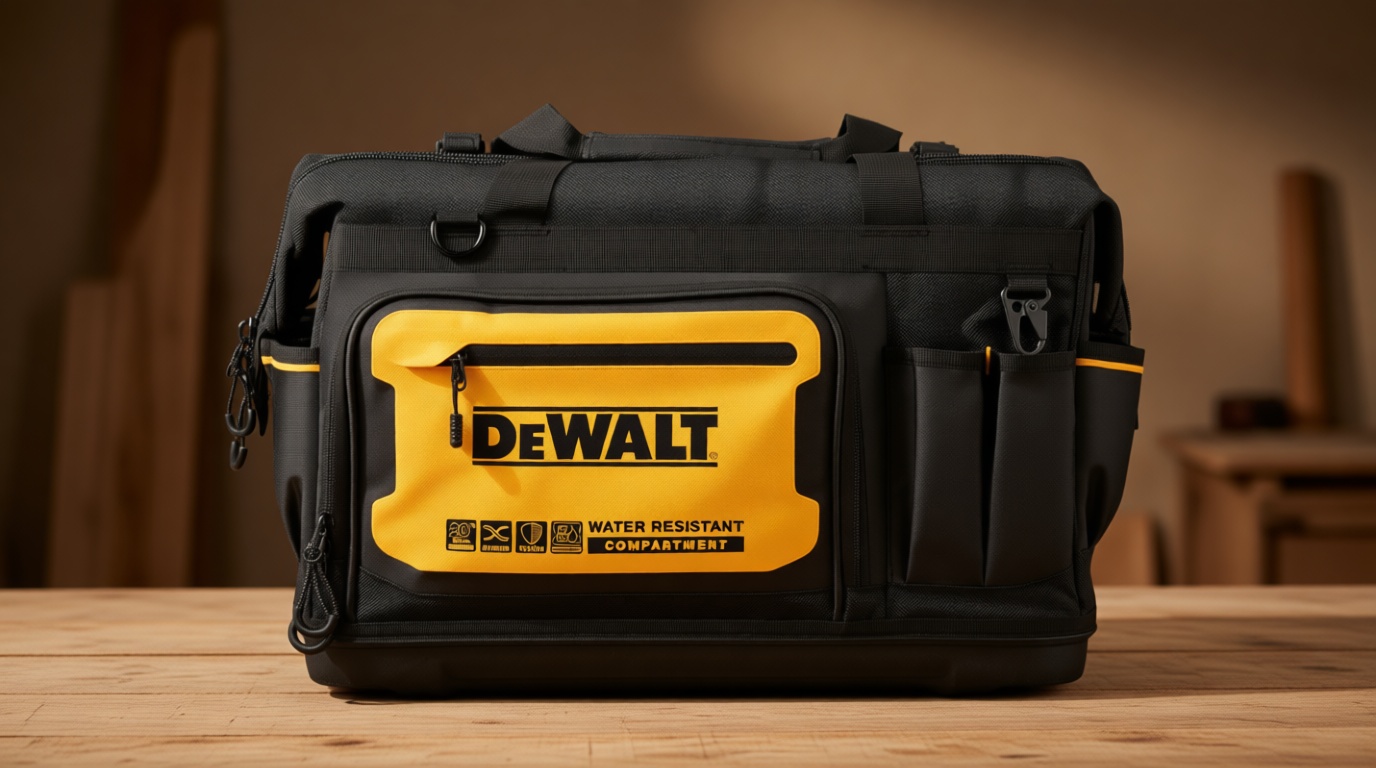 DEWALT Tool Bag, Water Resistant, Hard Bottom, 20-inch, Professional Tool Tote with Organization (DWST560104)