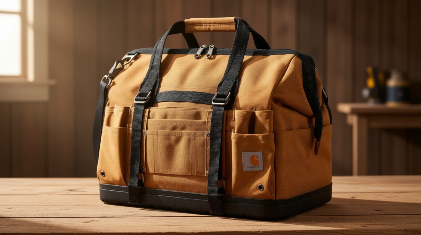 Carhartt Onsite Tool Bag, Durable Water-Resistant, Tool Storage Bag, Heavyweight w/Molded Base, 18-Inch, Carhartt Brown