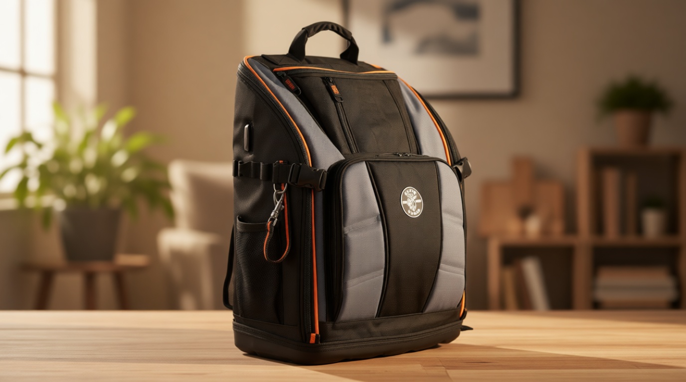 Klein Tools 62482 Tool Backpack, Tool-Station Pro Heavy-Duty Organizer with 27 Pockets, Large Interior, Molded Bottom, Electrician Tool Bag