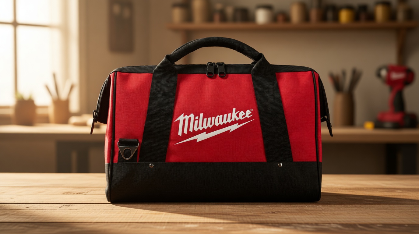 Milwaukee 17 Inch Heavy Duty Canvas Tool Bag with 6 Interior Pockets, Reinforced Bottom, and Strap Ring (Shoulder Strap Not Included)