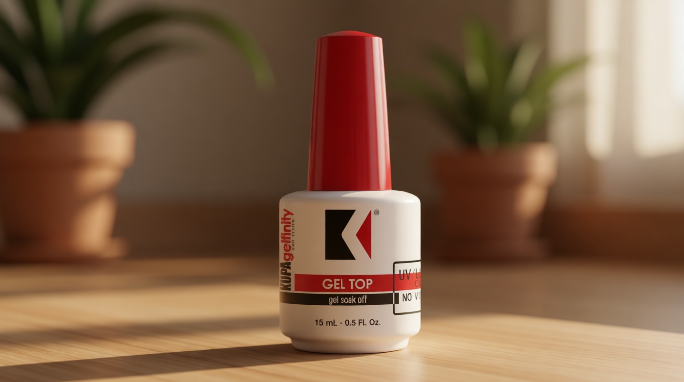 KUPA GelFinity Gel Top Coat Gloss Finish, No-Wipe High Gloss Shine Soak-Off Sealer for UV/LED Gel Polish, Chip-Resistant and Fade-Proof, 0.5 Fl Oz