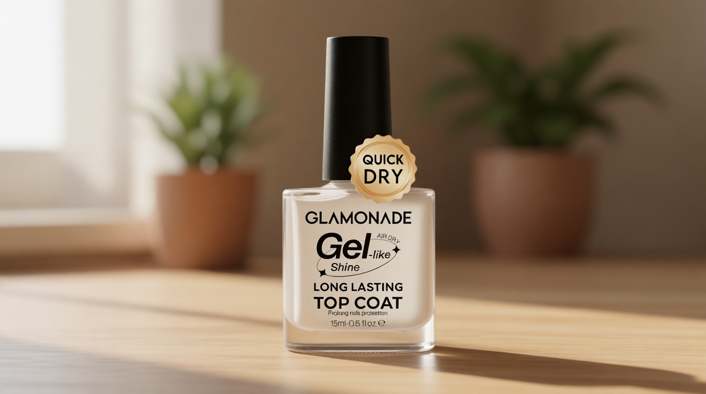Glamonade Top Coat Nail Polish Clear: Quick Dry Nail Polish No Chip High Shine Long Lasting Glossy Fast Air Dry Top Coat for Nail Art Manicure Salon Quality