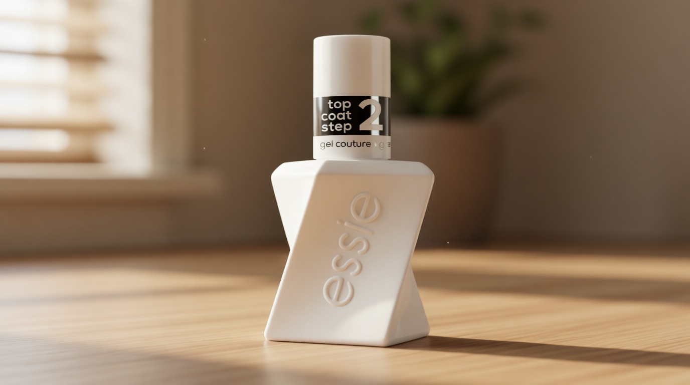 Essie Gel Couture Long-Lasting Nail Polish, Vegan, Clear, Shiny Top Coat, 0.46 fl oz