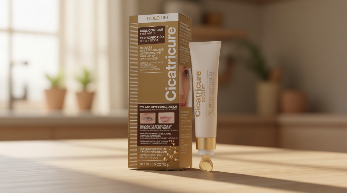 Cicatricure Gold Lift Dual Contour Eye and Lip Wrinkle Cream, Anti Aging Skin Care to Reduce Dark Circles, Puffiness & Expression Lines, 0.5 Ounce