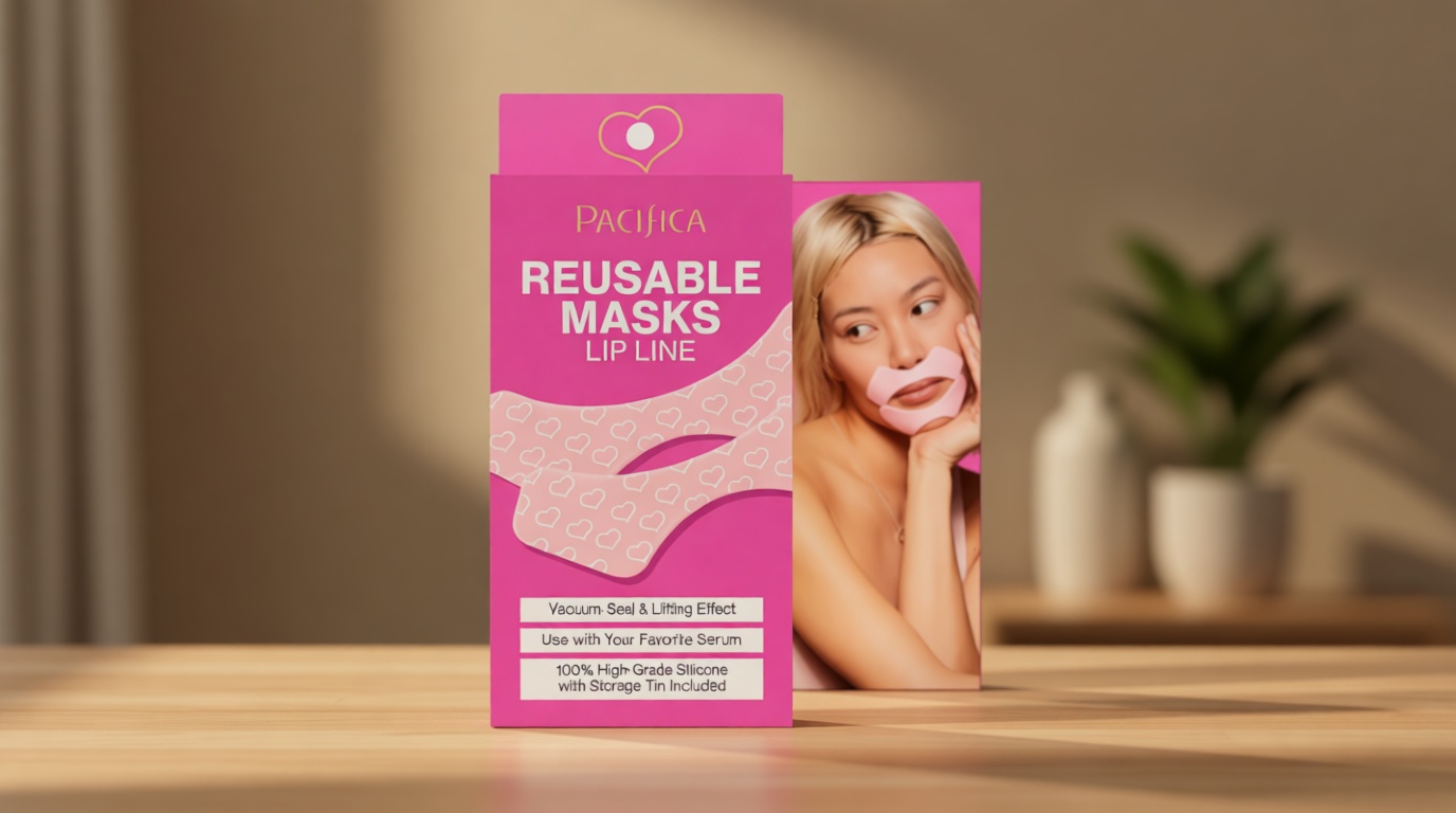 Pacifica Beauty Reusable Lip Line Mask, Skincare, Silicone Mask, For Fine Lines and Wrinkles, Lift and Firm, Pair with Serum, Storage Tin Included, Skin Care, Face Masks Skincare, Vegan, 2 Pieces