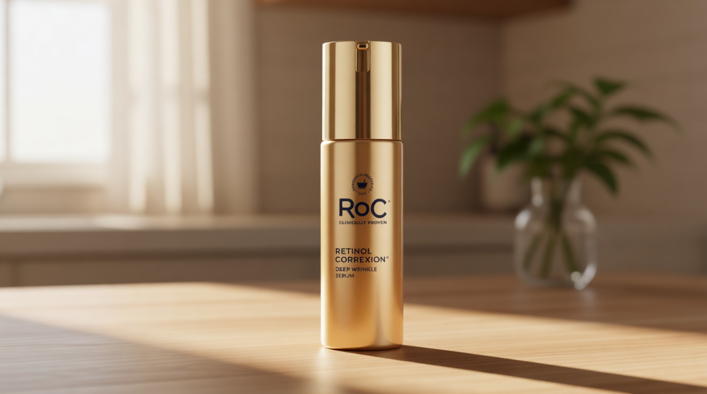 RoC Retinol Correxion Deep Wrinkle Retinol Face Serum with Ascorbic Acid, Anti-Aging Treatment for Fine Lines, Dark Spots, Post Acne Scars, 1 Oz (Packaging May Vary)