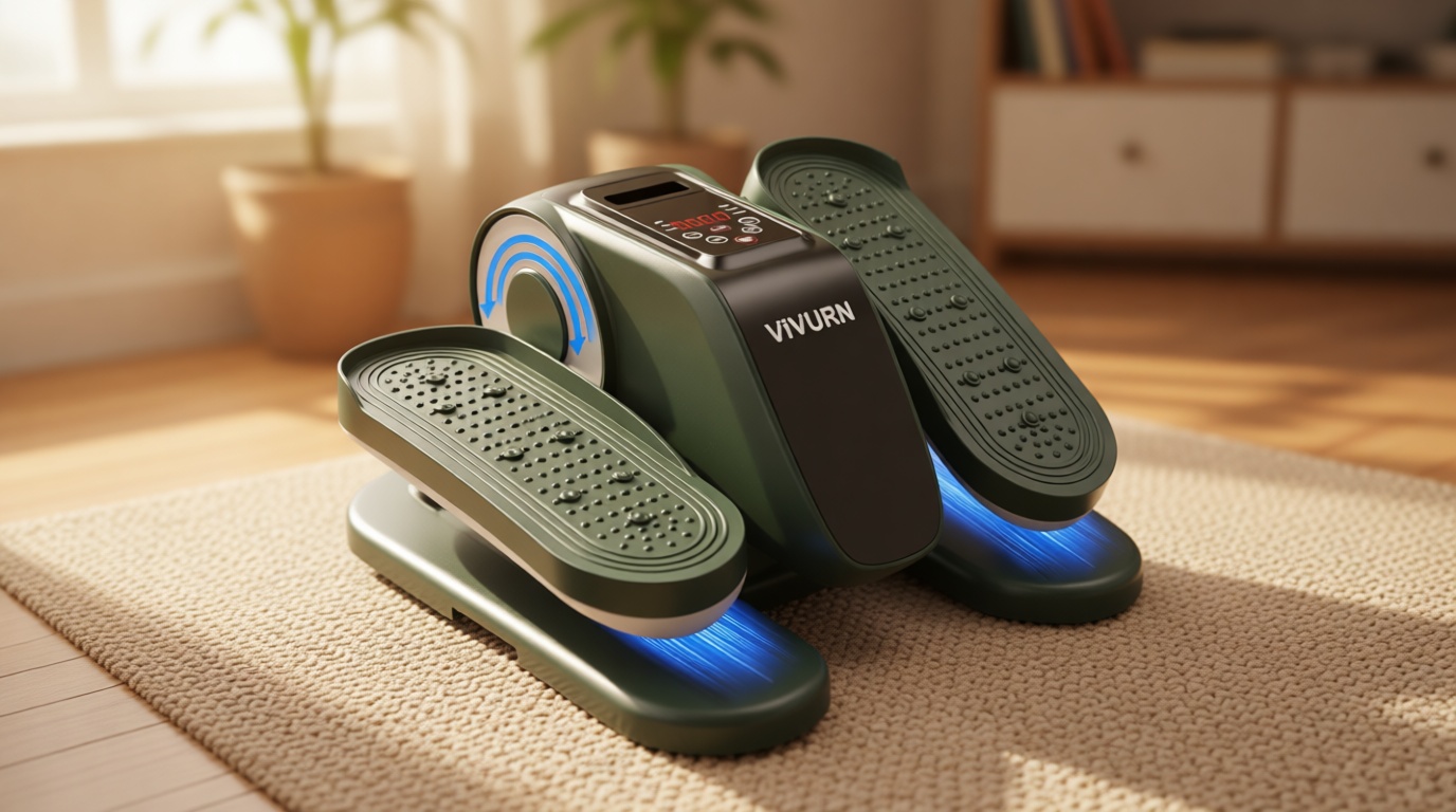 VIVURN-Upgraded Under Desk Elliptical 12 Speeds Forward & Reverse Manual & Auto Mode, Electric Leg Exerciser As Seen on TV for Seniors with Non-Slip Mat Quiet Smooth for Home Office, Gift for Mom Dad Global Recycled Standard