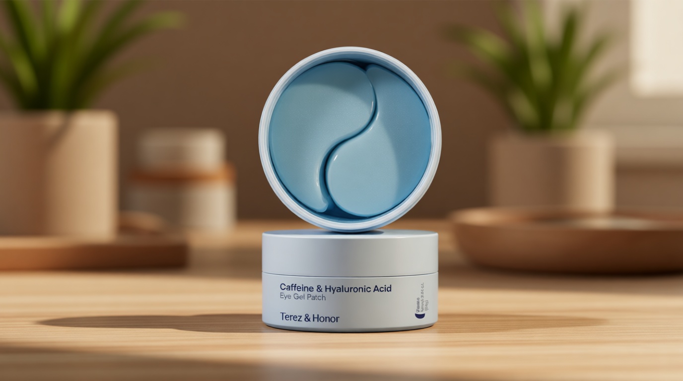 Terez & Honor Under Eye Patches for Dark Circles - 60 Korean Hydrogel Masks for Puffiness, Bags, Wrinkle with Caffeine, Hyaluronic Acid, Niacinamide - Undereye Hydrating & Cooling, Vegan, No Fragrance