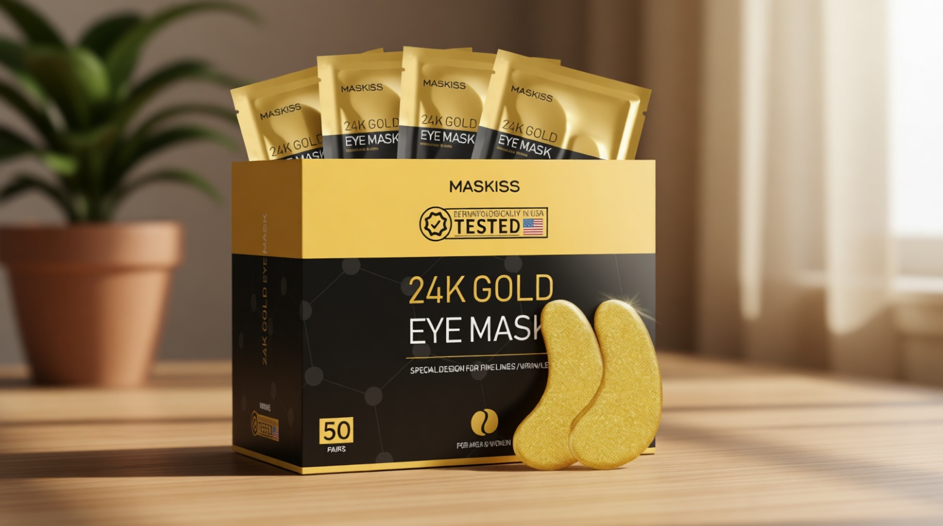 Maskiss 24k Gold Under Eye Patches (50 Pairs), eye mask, Collagen Skin Care Products, Eye Patches for Puffy Eyes, eye masks for dark circles and puffiness ClimeCo Certified