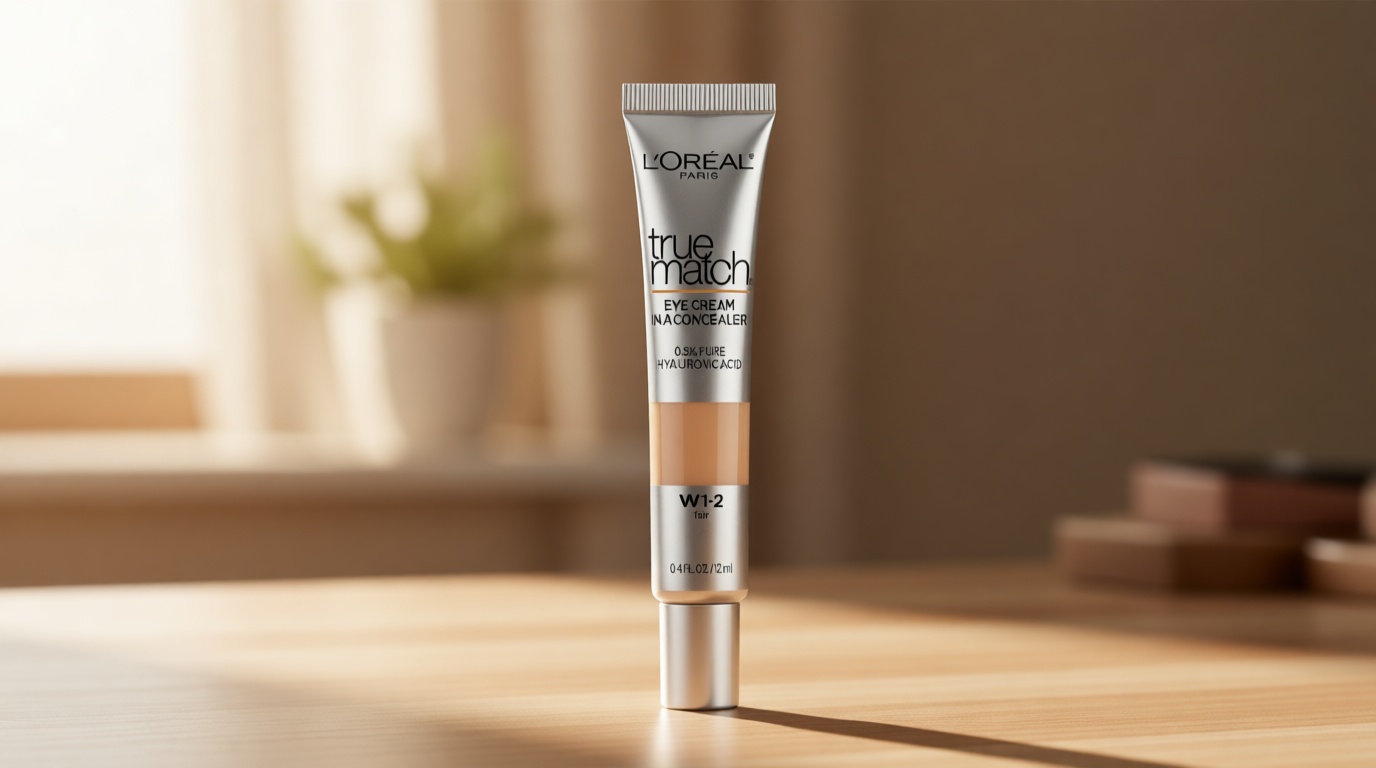 L’Oréal Paris Cosmetics True Match Eye Cream in a Concealer, 0.5% hyaluronic acid, Fair W1-2, 0.4 fl. oz.