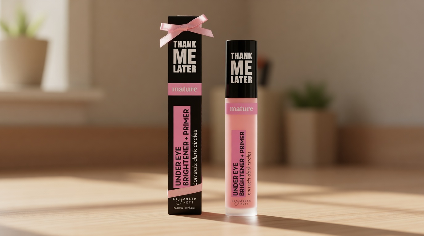 Elizabeth Mott Thank Me Later Under Eye Brightener & Primer – Hydrating Color Corrector and Concealer Primer for Dark Circles – Smooth Base for Mature Skin – Lightweight Formula, Light Shade 5ml