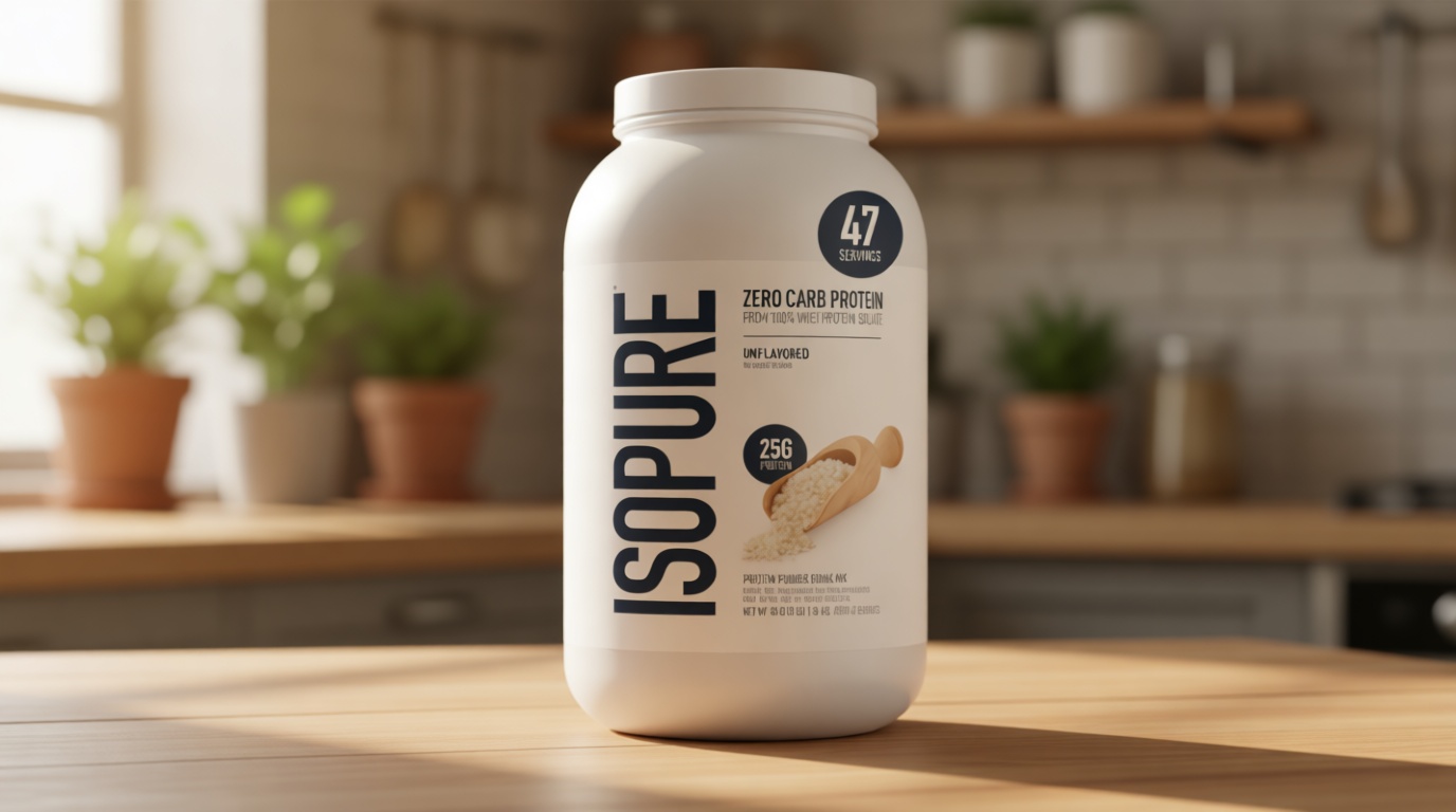 Isopure Zero Carb 100% Pure Whey Isolate Protein Powder, Gluten Free, with Vitamins, Unflavored, 25g Protein Per Serving, 3 Lbs, 47 Servings (Packaging May Vary)