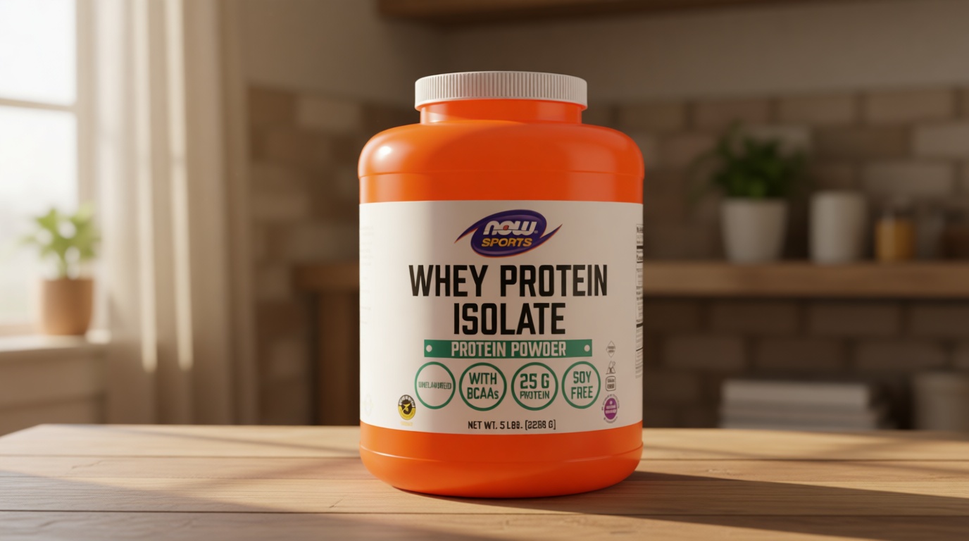 NOW Foods Sports Nutrition, Whey Protein Isolate, 25 g With BCAAs, Unflavored Powder, 5-Pound