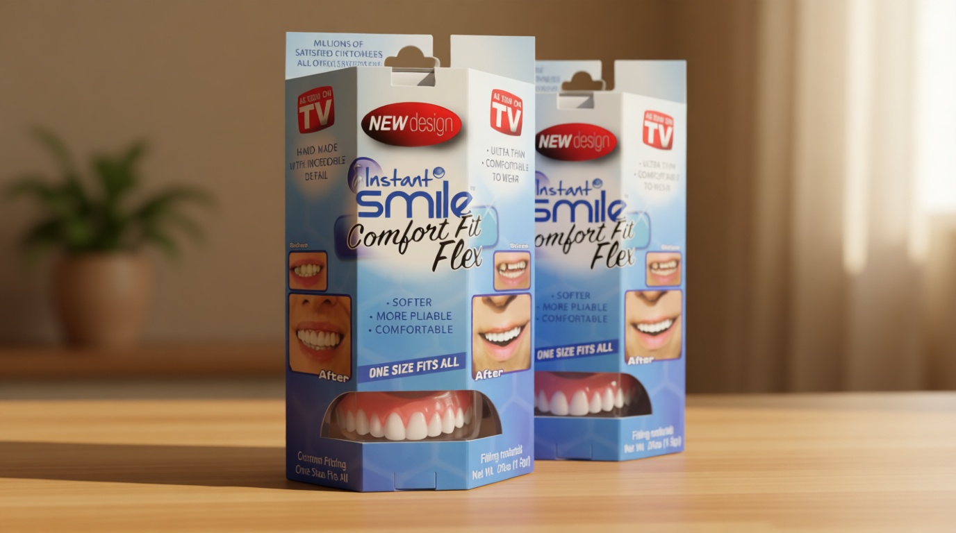 Instant Smile Flex 2pk - Bright White Shade - One Size Fits Most. Fix Your Smile at Home in Minutes! Comfortable Upper Cosmetic Veneer for A Perfect Smile!