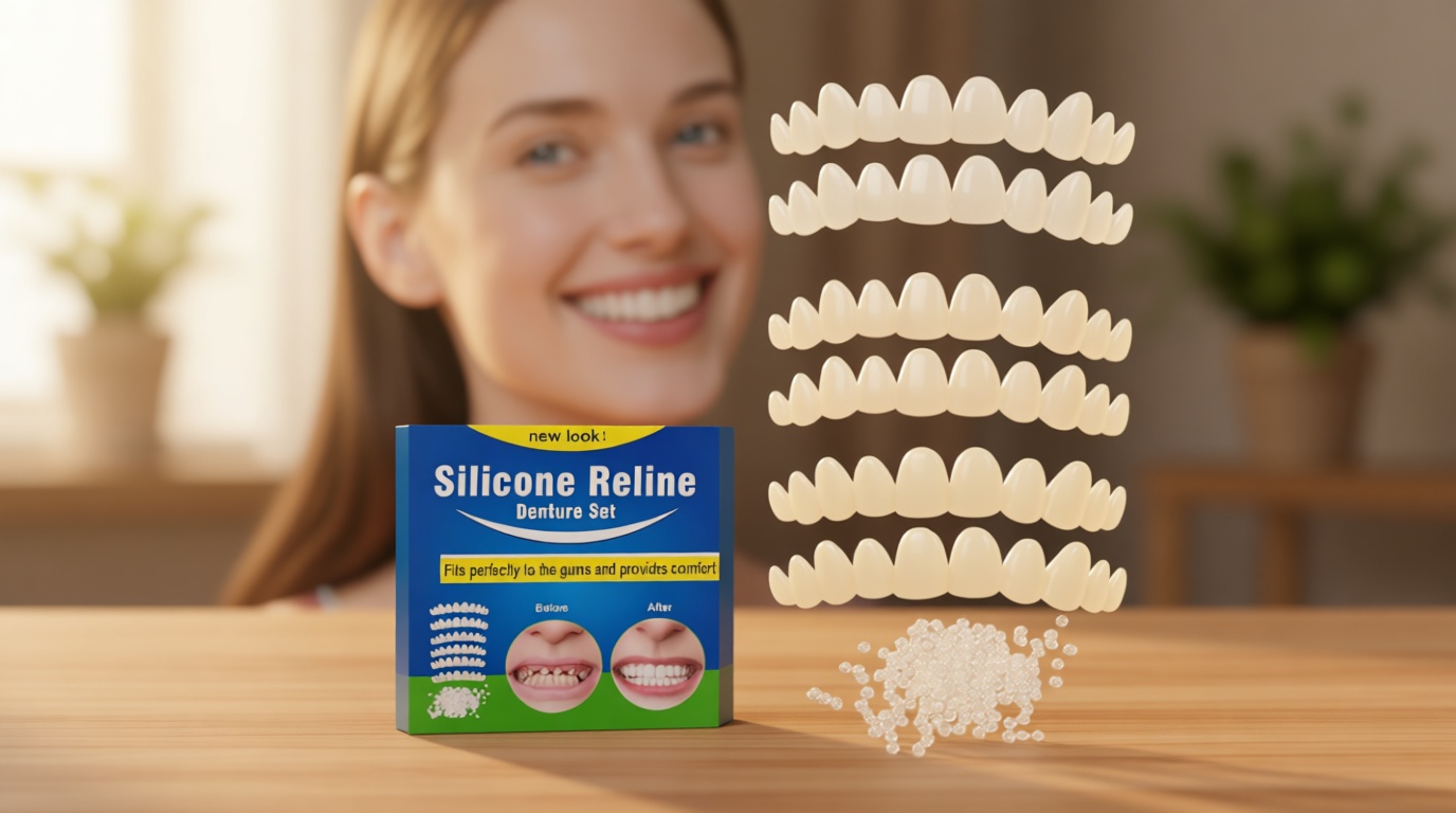 Veneers Teeth for Women, Tooth Replacement Missing Teeth, Upper Veneer Cosmetic, Moldable Thermal Beads Replacement Kit, Unisex to Temporary Tooth Repair Kit, 6PCS-001