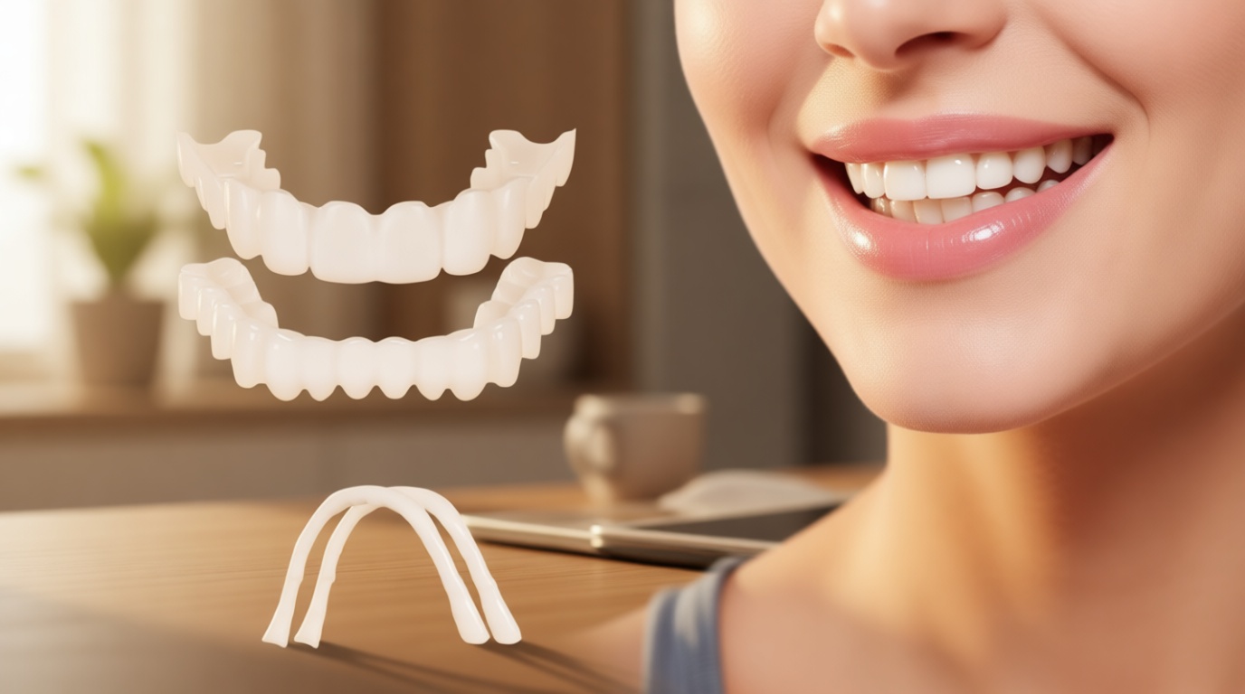 Snap on Veneers for Women & Men | Natural-Looking Top & Bottom Fake Teeth | Comfortable & Easy to Use (White)