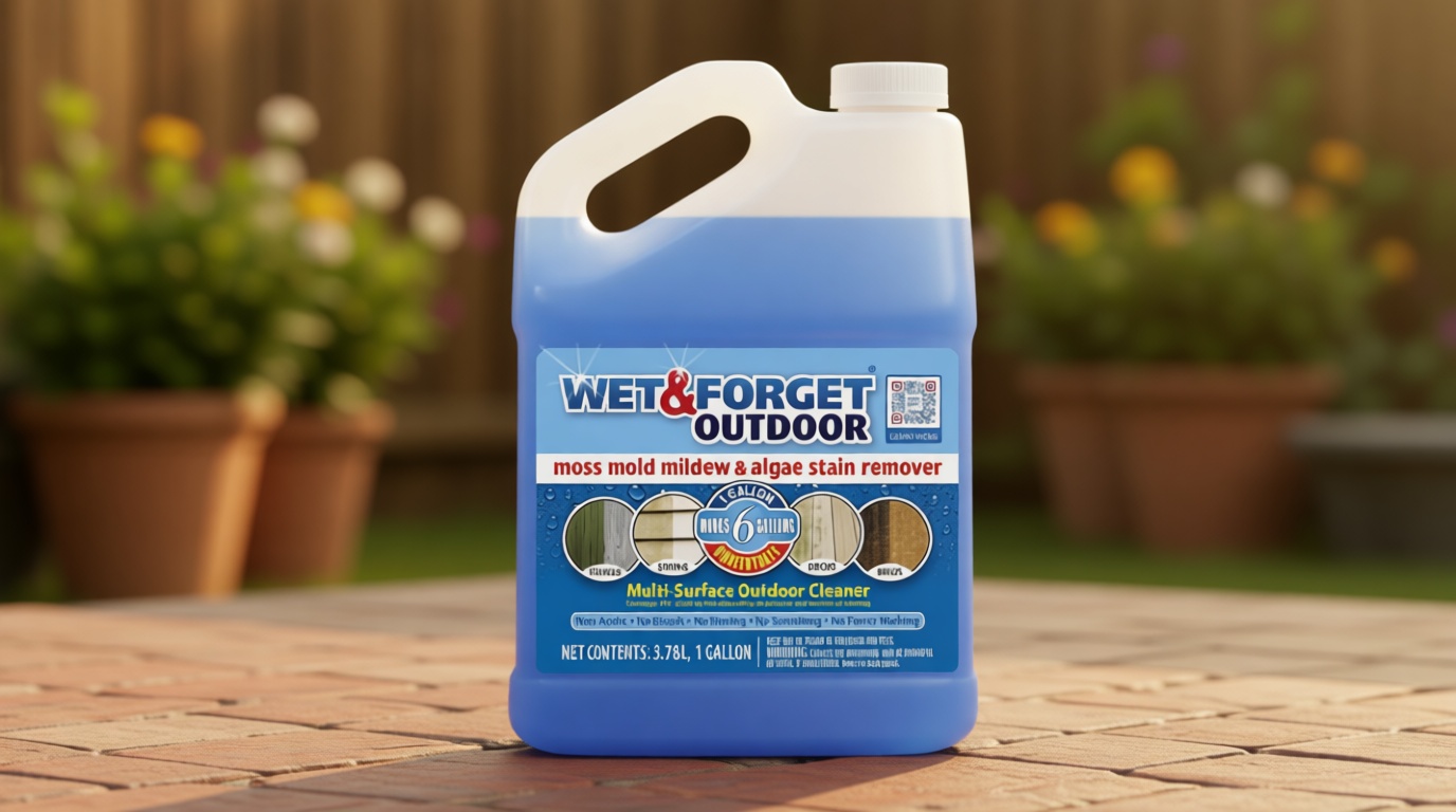 Wet & Forget Moss, Mold, Mildew, & Algae Stain Remover Multi-Surface Outdoor Cleaner Concentrate, Original, 128 Fluid Ounces