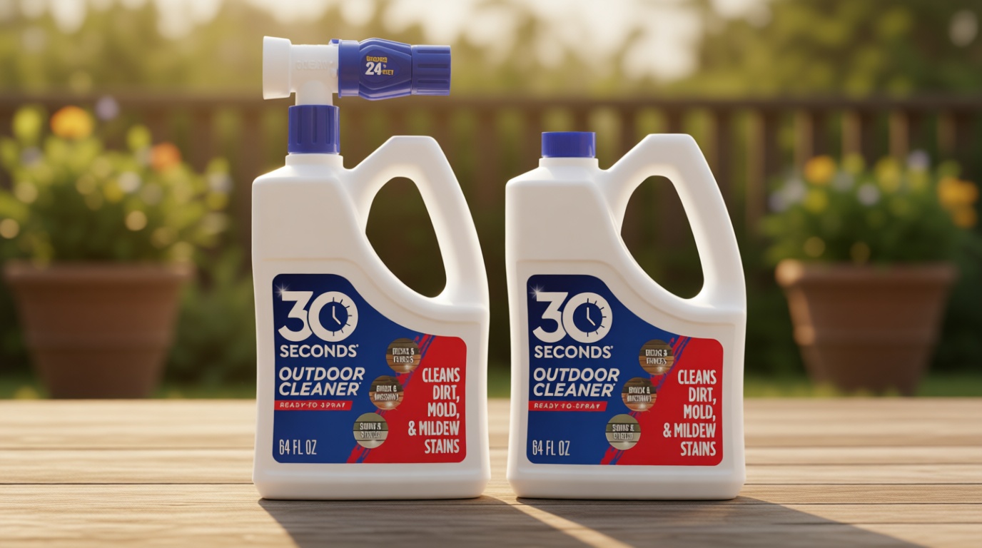30 SECONDS Outdoor Cleaner 2 Pack with Hose End Sprayer - Cleans Stains from Algae, Mold and Mildew on Vinyl Siding, Deck, Patio, Brick and More