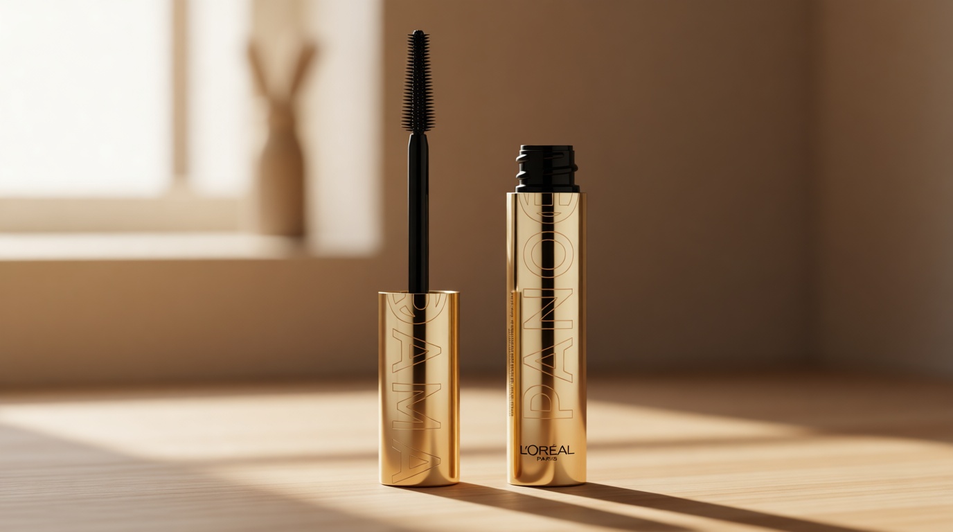 L'Oreal Paris Voluminous Panorama Mascara, Volumizing and Lengthening Mascara, Washable Longwear and Smudge Resistant Make Up, Blackest Black, 0.33 Fl Oz