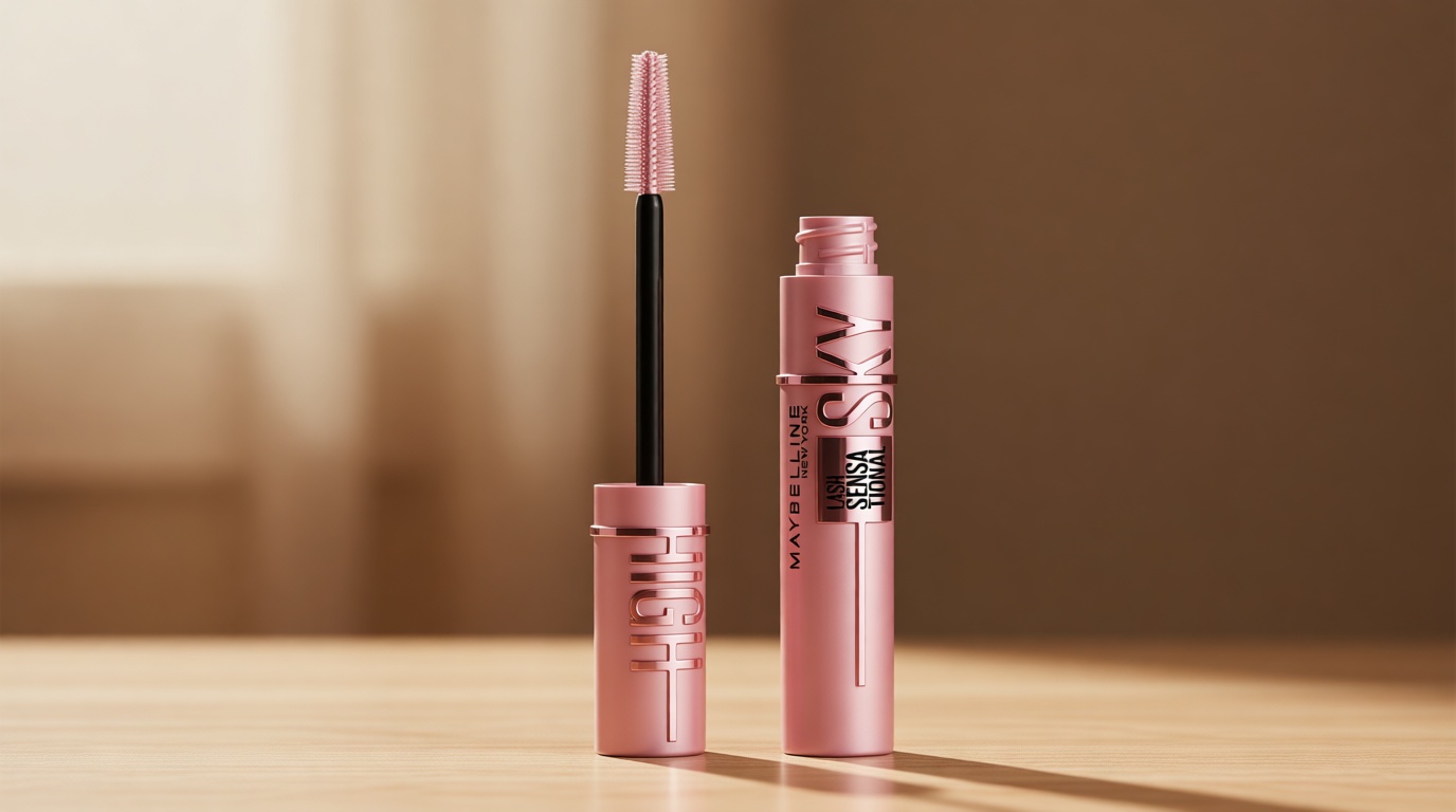 Maybelline Lash Sensational Sky High Washable Mascara Makeup, Volumizing, Lengthening, Defining, Curling, Multiplying, Buildable Formula, Blackest Black, 1 Count