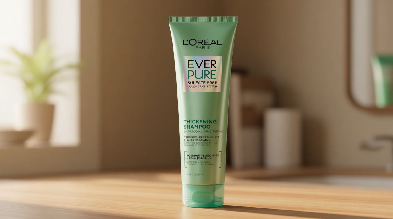L'Oreal Paris Thickening Sulfate Free Shampoo, Thickens + Strengthens Thin, Fragile Hair, Hair Care with Rosemary Leaf, EverPure, 8.5 Fl Oz (Packaging May Vary)