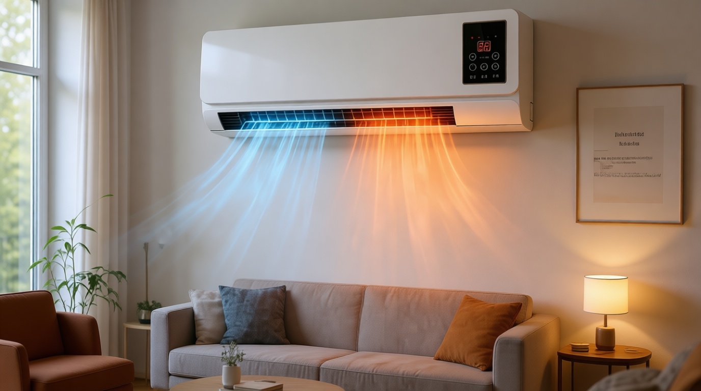 1800W 2 in 1 Wall Mounted Air Conditioner Fan, Portable Cooling & Heating Mini AC Unit, Quiet Smart Heater Combo with Remote Control & Timing for Home Living Room(White)