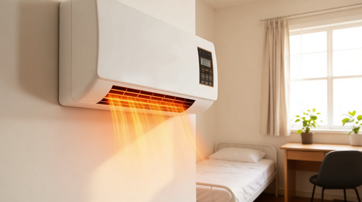 1800W Wall Air Conditioner Wall Mounted Mini AC Unit for Bedroom 2 In 1 Smart Ac Heater with Remote Control, Portable Heater and Fan Combo for RV, Garage, Nursery Heating and Cooling(White)