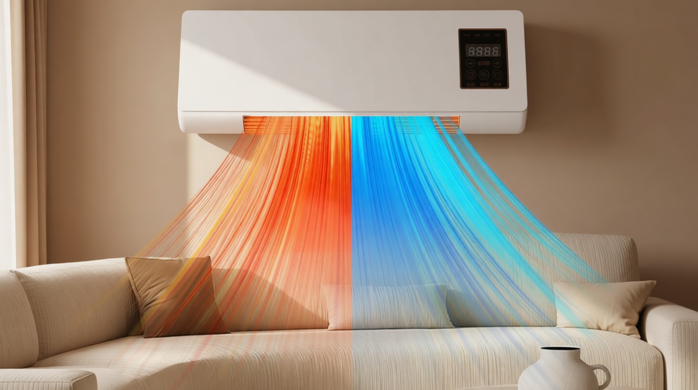 2 In 1 Wall Mounted Heating System, Cooling/Heating, Kitchen Wall Air Conditioner Fan, for Bathroom Office, RV Air Conditioner Heater and Fan Combo(White)