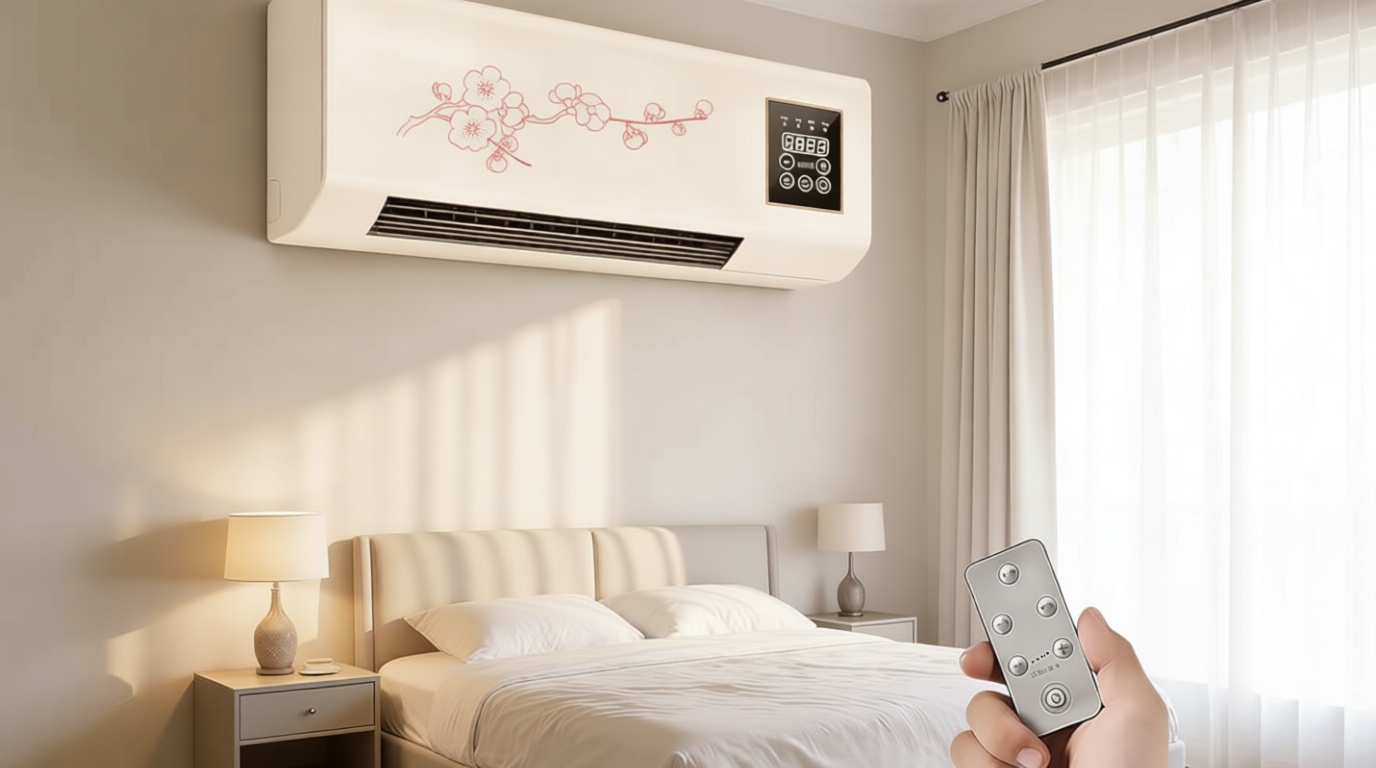 Portable Wall Air Conditioner Fan 2 In 1 Wall Mounted Heating System, Quiet Ac Fan Heater Combo Unit for Living Room Bedroom Office, Smart Air Conditioner with Remote Control(Red)