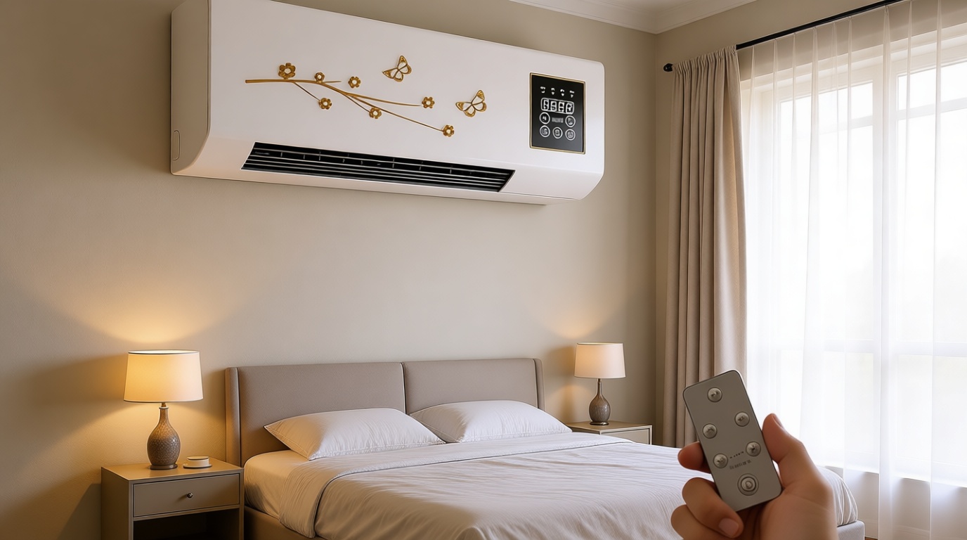 Portable Wall Air Conditioner Fan 2 In 1 Wall Mounted Heating System, Quiet Ac Fan Heater Combo Unit for Living Room Bedroom Office, Smart Air Conditioner with Remote Control(Yellow)