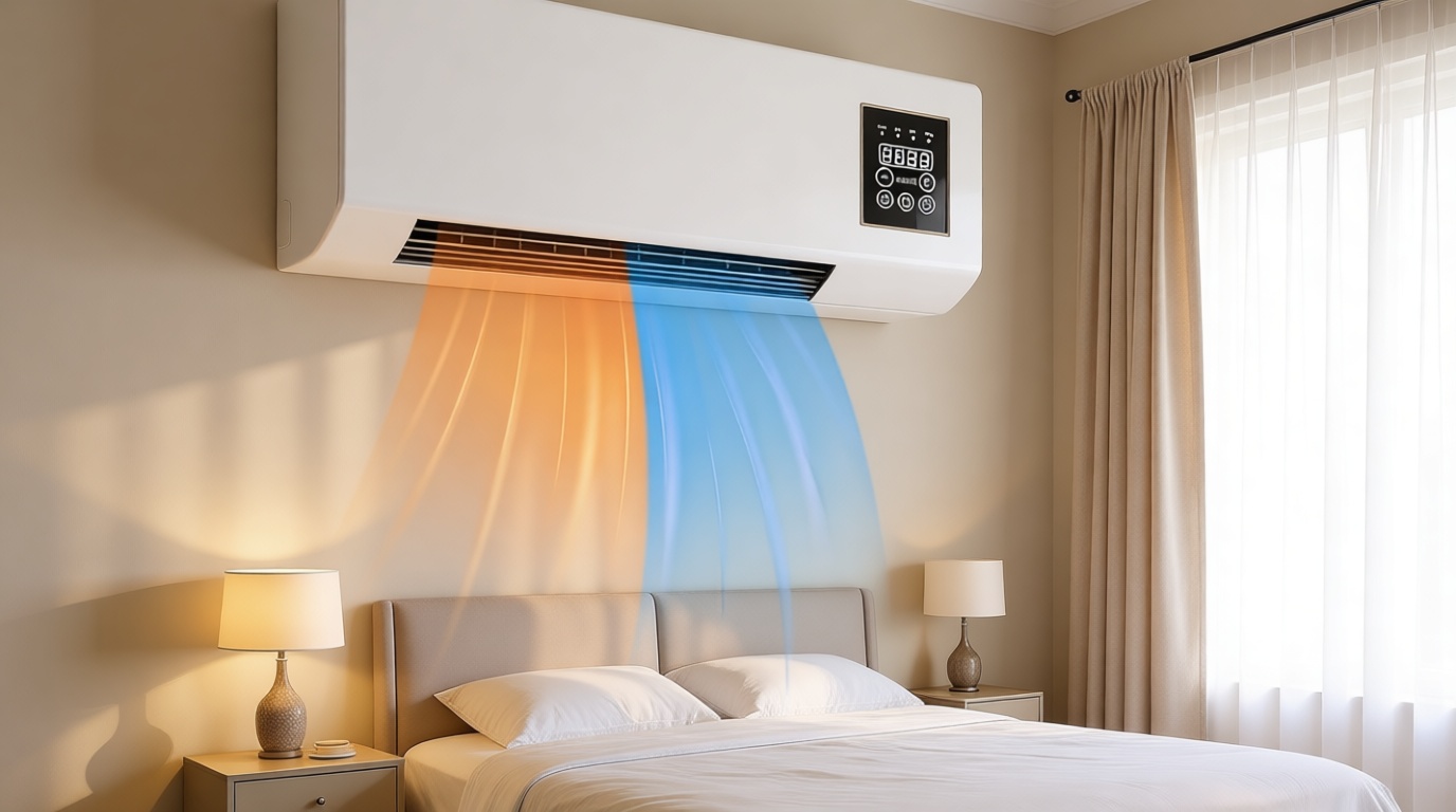 2 In 1 Wall Mounted Heating System, Portable Wall Air Conditioner Fan, Multifunctional Ac Heater and Fan Combo with Remote Control, 110V Small Smart AC for Bathroom Office Bedroom RV(White)