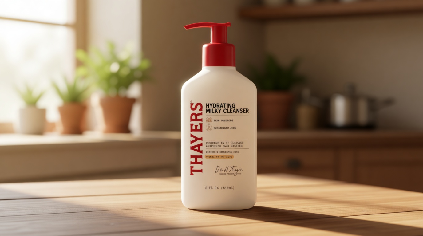 Thayers Milky Hydrating Face Cleanser with Snow Mushroom and Hyaluronic Acid, Dermatologist Recommended Gentle Facial Wash and Hydrating Skincare for Dry and Sensitive Skin, Paraben Free, 8 Fl Oz