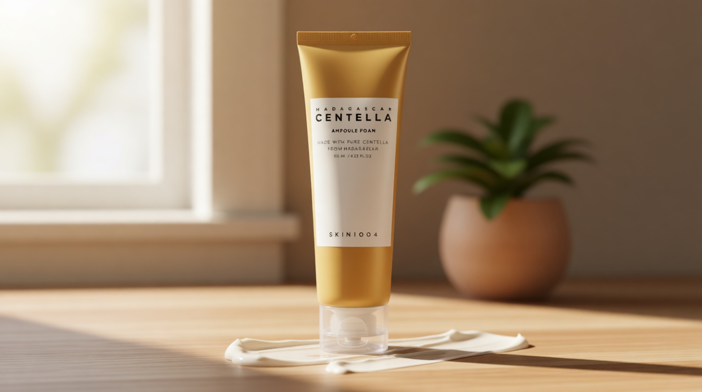 SKIN1004 Madagascar Centella Ampoule Foam, 4.23 fl.oz, Korean Face Cleanser & Makeup Remover with Centella Asiatica, Gentle Daily Cleanser for Soft Skin, Korean Skin Care