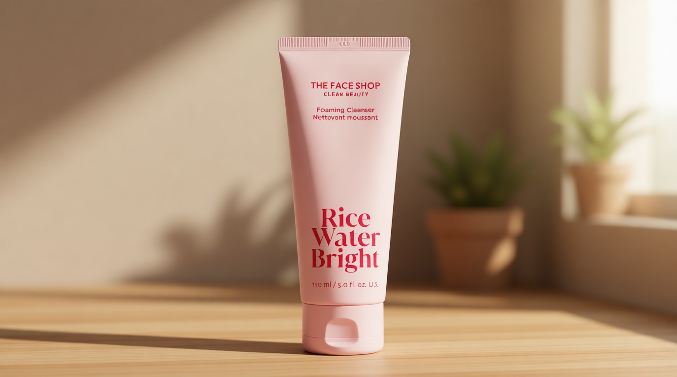The Face Shop Rice Water Bright Foaming Facial Cleanser with Ceramide, Gentle Face Wash for Hydrating & Moisturizing, Vegan Face Cleanser, Makeup Remover, 150ml