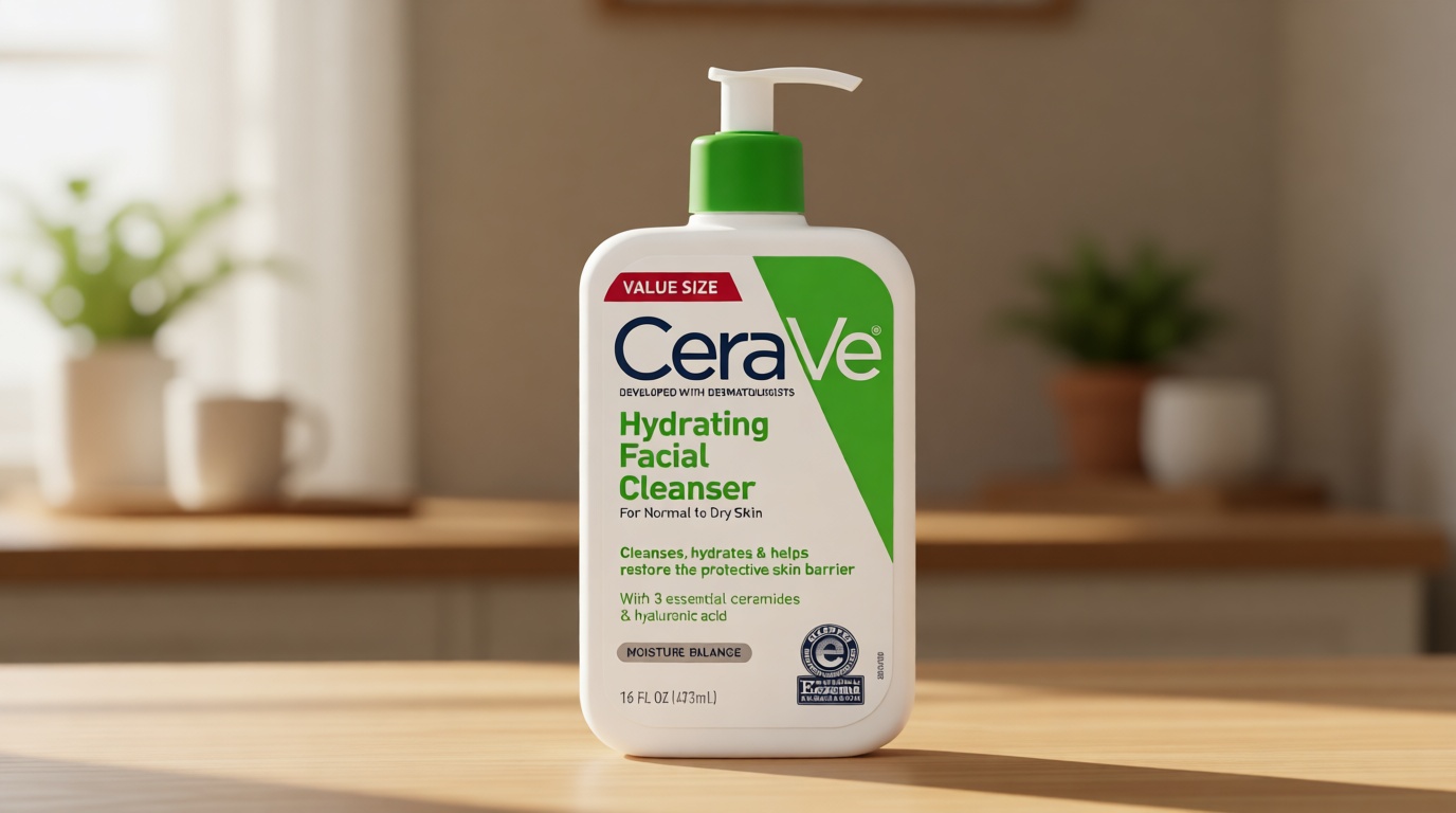 CeraVe Hydrating Facial Cleanser, Moisturizing Face Wash For Dry Skin, Hyaluronic Acid + Ceramides + Glycerin, Hydrating Cleanser For Normal To Dry Skin, National Eczema Association Certified