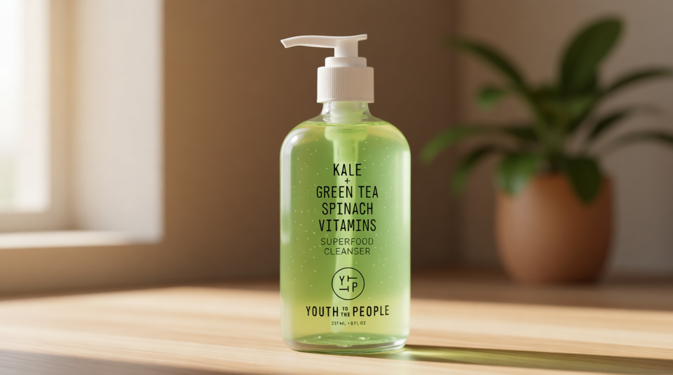 Youth To The People Superfood Facial Cleanser - Kale + Green Tea Daily Face Wash, Gently Removes Makeup, SPF, and Oils, Soothing Antioxidants for Glowing Skin, pH Balance, Clean Pores, Refillable