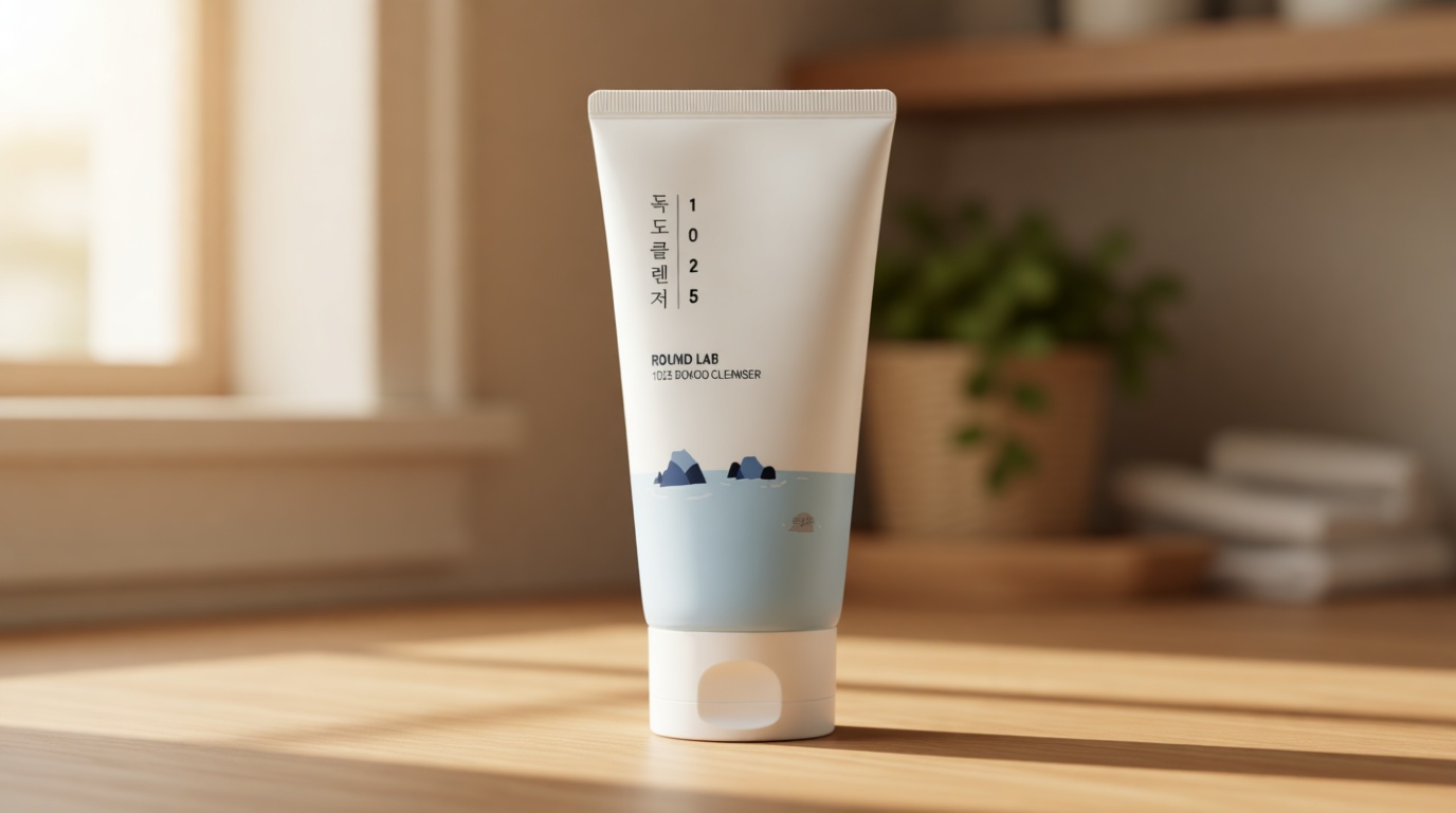 ROUND LAB 1025 Dokdo Cleanser 5.07 Fl Oz, Low pH Facial Cleanser for Sensitive Skin, Rich Soft Bubbles for Deep Cleansing and Makeup Removal, Hydrating Face Wash with Deep Sea Water, Korean Skin Care