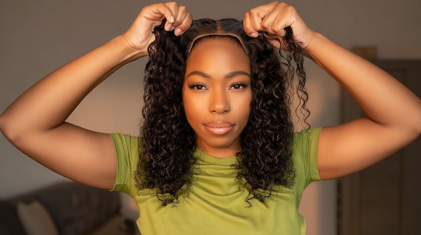 Ailwelia Curly Bob Wig Human Hair Deep Wave Glueless Wigs Human Hair Pre Plucked Pre Cut 5x5 Wear And Go Glueless HD Lace Closure Wigs Human Hair For Black Women 200% Density Black Color 14 Inch