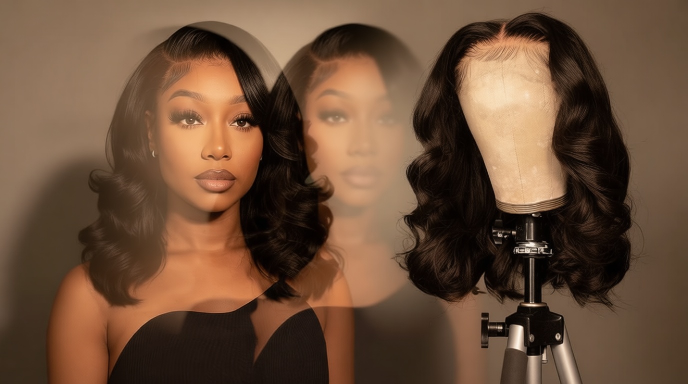 Douyin Bob Wig Human Hair 13x4 Lace Front Wigs Human Hair Pre Plucked Body Wave 180% Density 14 Inch HD Lace Frontal Short Glueless Wigs for Women (14 inch, Natural Black)