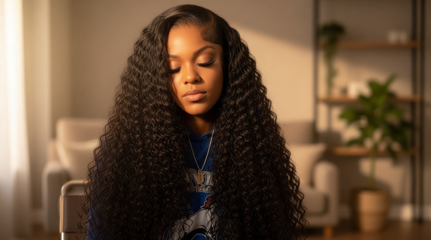 Aomllute 30 Inch Deep Wave Lace Front Wigs Human Hair 200 Density 13x4 HD Lace Frontal Wigs Human Hair Pre Plucked Deep Curly Glueless Wigs Human Hair for Women Natural Black