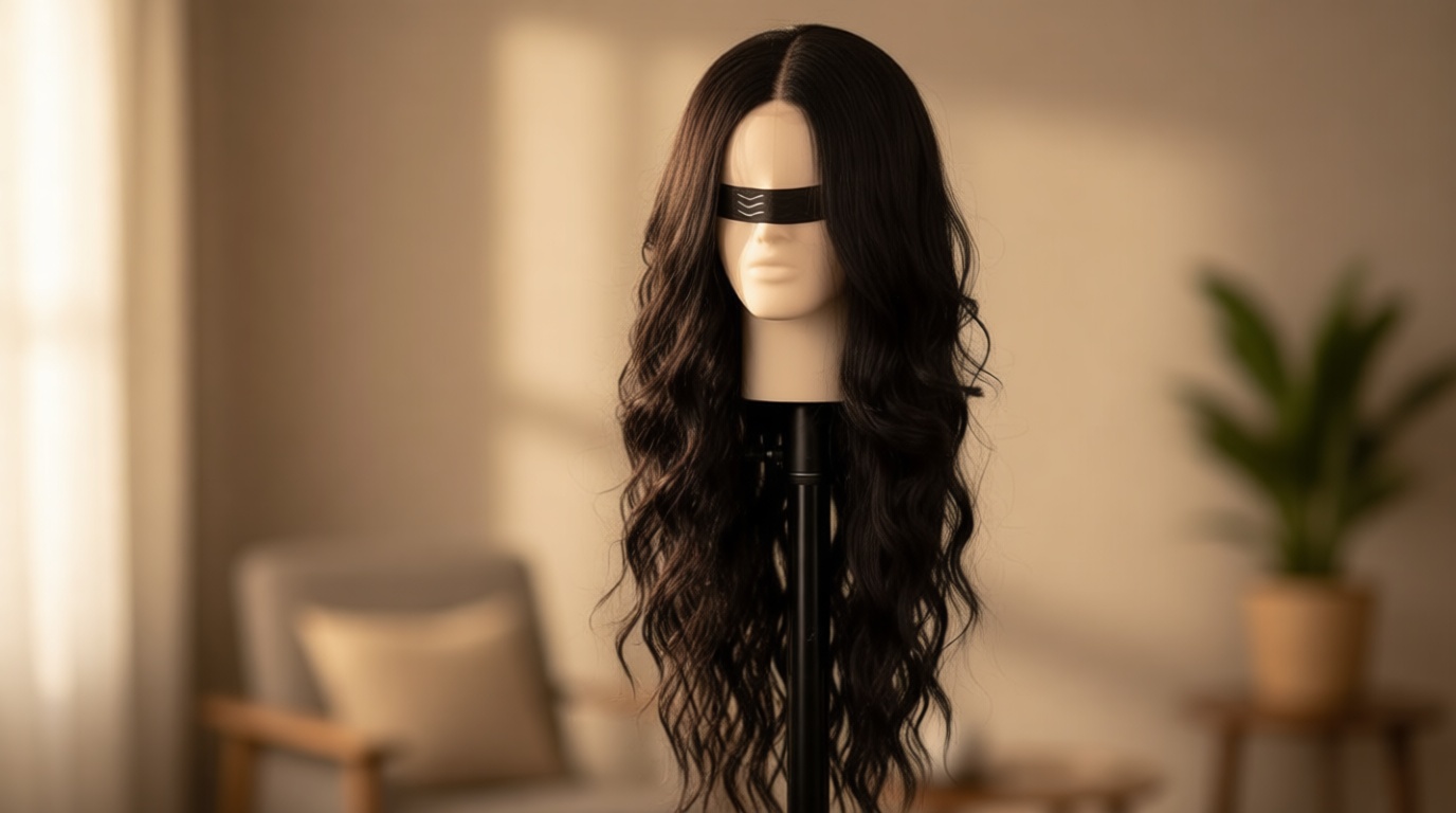 AISI HAIR Black Wig for Women, Long Wavy Lace Hairline Middle Part Synthetic Heat Resistant Wig for Daily Party-26 Inch