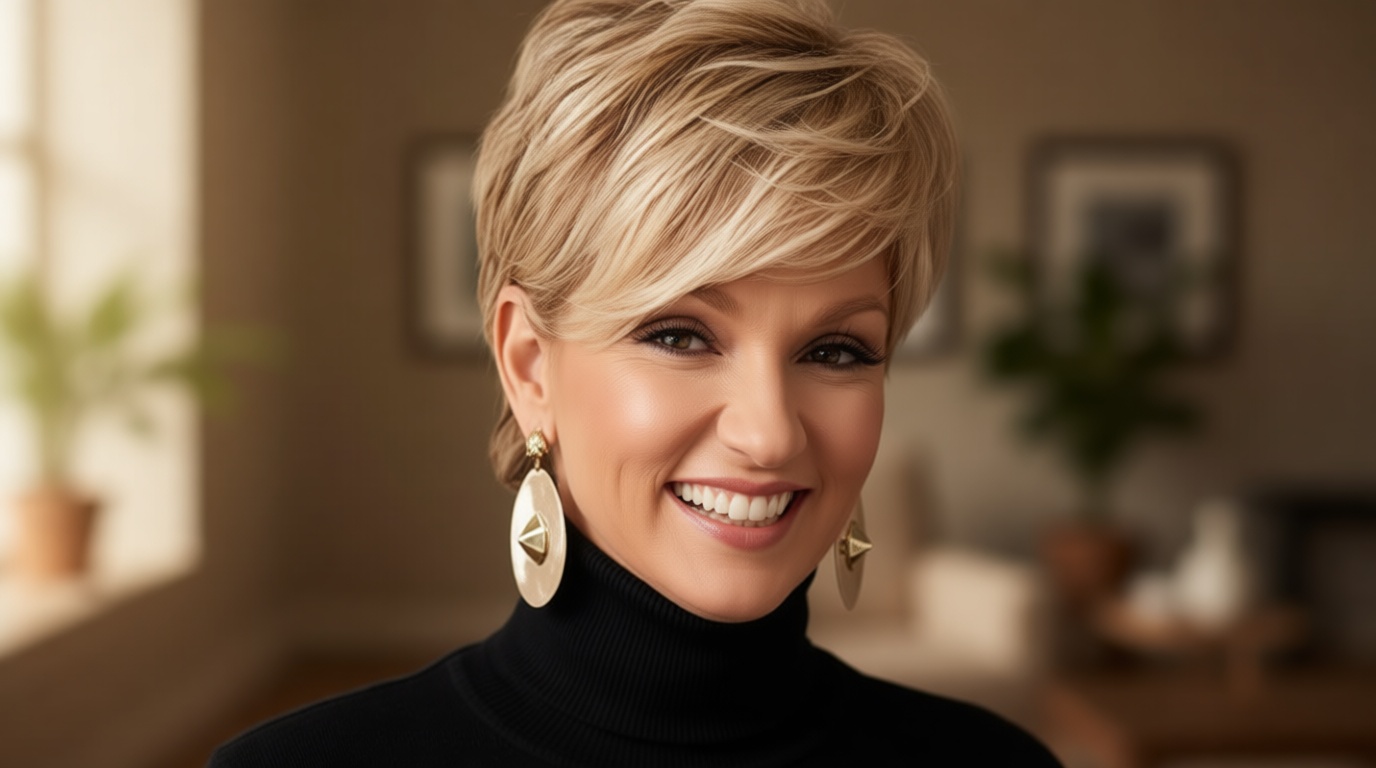 QUEENTAS Pixie Layered Short Blonde Wigs for White Women Black Women Synthetic Hair (Blonde Mixed Brown) ClimatePartner certified