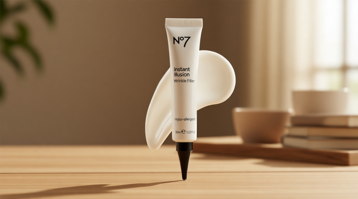 No7 Instant Illusion Wrinkle Filler - Anti Aging Serum for Face to Smooth + Blur Fine Lines and Wrinkles - Gives Complexion a Youthful and Radiant Glow (1 Fl Oz)